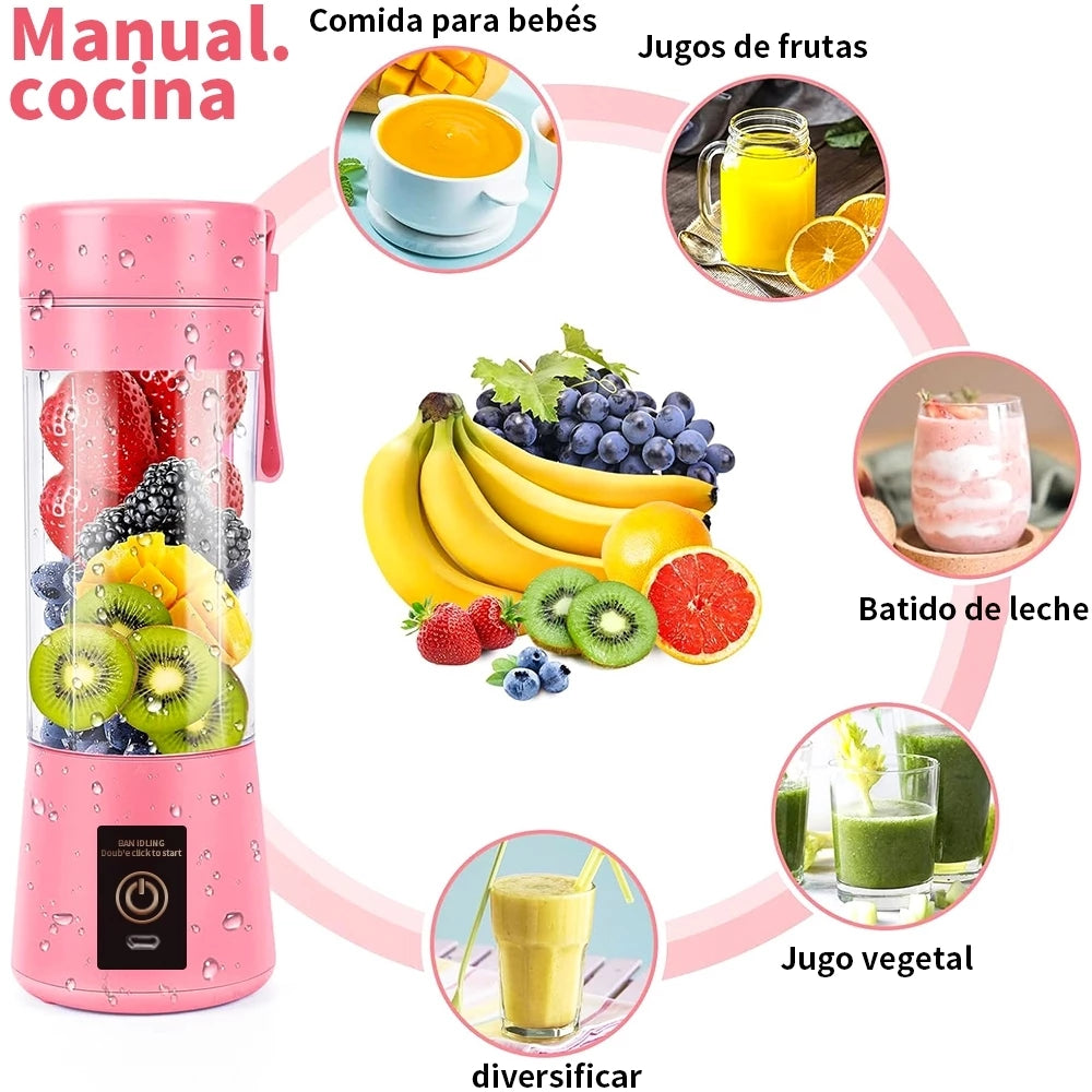 Mini licuadora portátil Shake de 6 cuchillas + cable USB